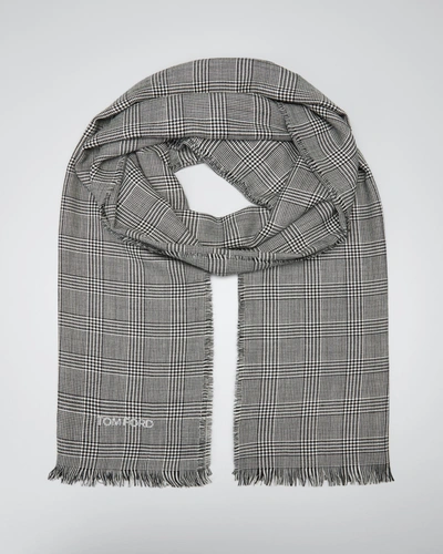 Shop Tom Ford Men's Prince Of Wales Scarf In Nat Ck
