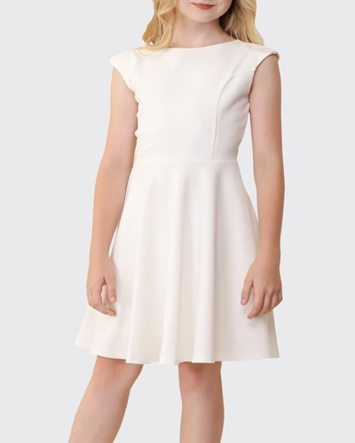 Shop Un Deux Trois Girl's Textured Cap Sleeve Dress In Ivory