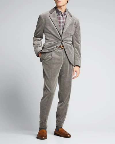 Brunello Cucinelli Polished Calfskin Tailored Jacket In Grey