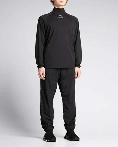 Shop Balenciaga Men's Long-sleeve Bike Jersey T-shirt In Noir/ecru