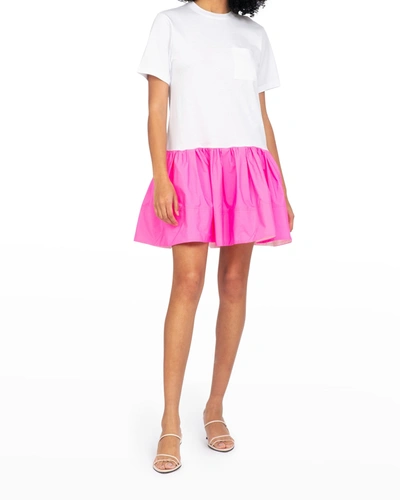 Shop Tanya Taylor Katlyn T-shirt Dress In Optic White/neon