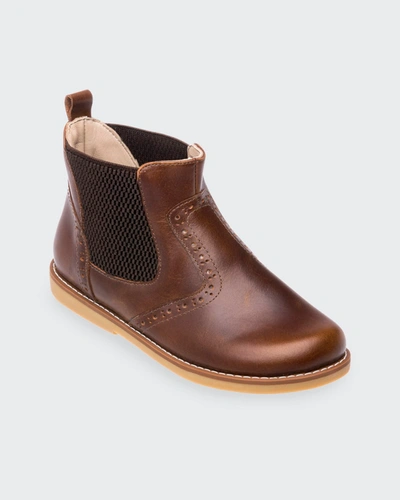 Elephantito Boy's Perforated Leather Chelsea Booties, Baby/toddler/kids In Apache