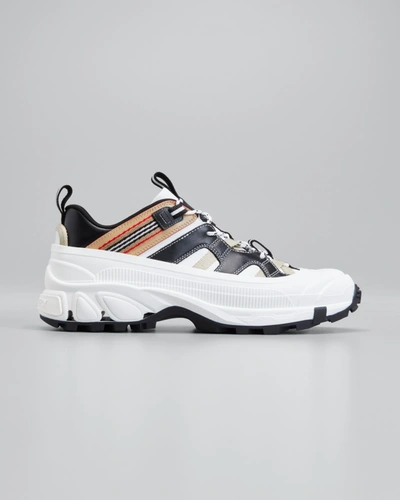 Shop Burberry Arthur Colorblock Runner Sneakers In White Icon Stripe