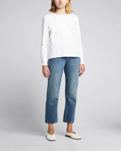 Shop Majestic Long-sleeve Cotton Silk Touch T-shirt In 001 Blanc