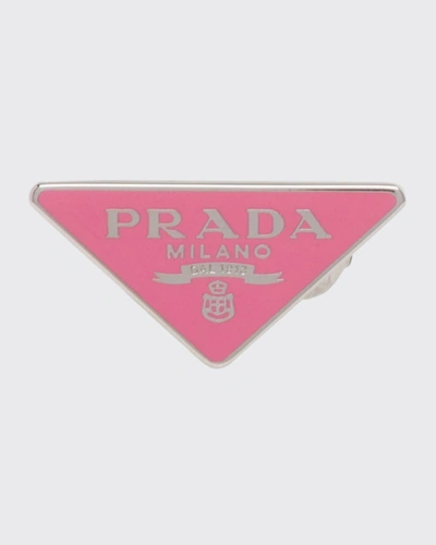 Prada Enamel Triangle Logo Clip Earring, Right In F0638 Begonia | ModeSens