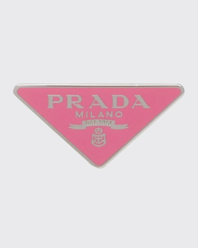 Shop Prada Enamel Triangle Logo Clip Earring, Left In F0638 Begonia
