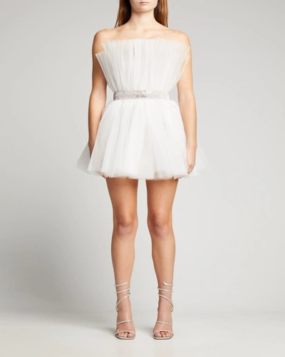 Shop Bronx And Banco Anna Strapless Pleated Tulle Mini Dress In White