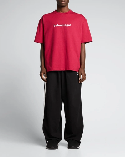 Shop Balenciaga Men's Copyright Logo T-shirt In Red/white