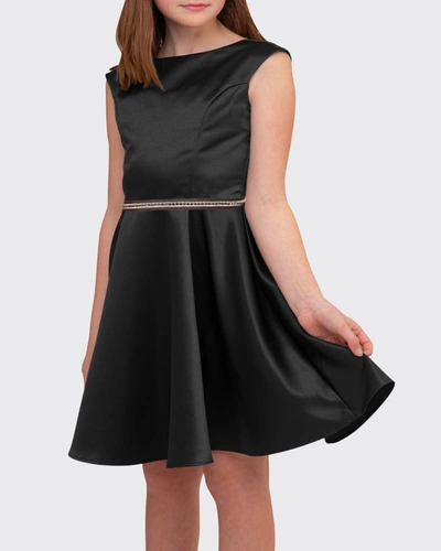 Un Deux Trois Girl's Fit-and-flare Belted Dress In Black