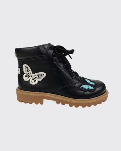 Shop Sophia Webster Girl's Tia Butterfly Combat Boots, Baby/toddler/kids In Black Melange