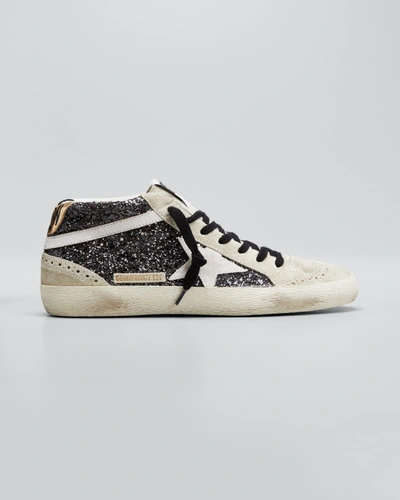 Golden Goose Mid Star Brogue Glitter Sneakers In Charcoal Greyicew |  ModeSens