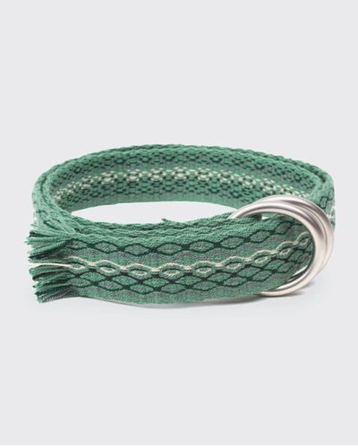 Shop Guanabana Men's Geometric Fringe O-ring Belt, Green In Seafoam