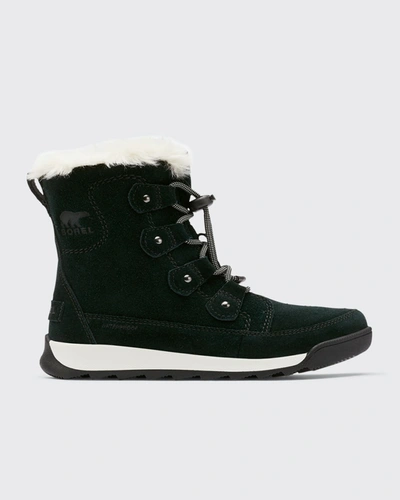 Shop Sorel Kid's Whitney Ii Joan Waterproof Drawstring Boots In Black Fawn