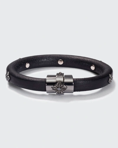 Shop Shamballa Jewels Men's Korne Leather & Black Rhodium Bracelet