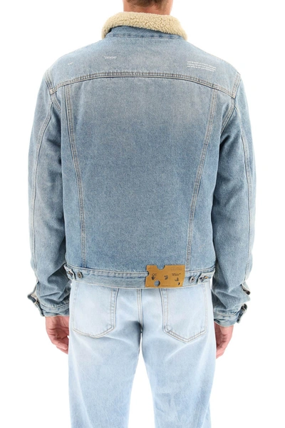 Shop Off-white Denim And Eco-shearling Jacket In Mixed Colours