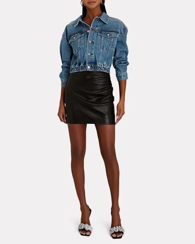 Shop Alexander Wang Cropped Denim Jacket In Medium Wash Denim