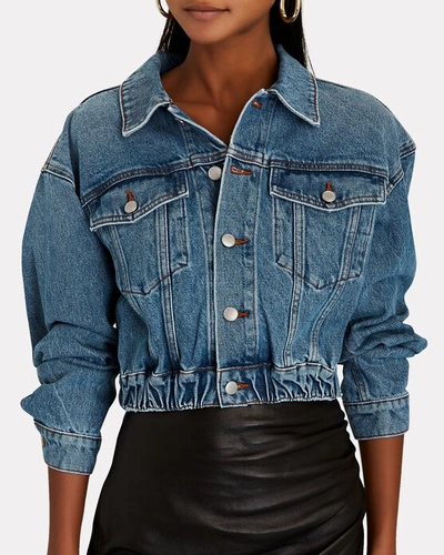 Shop Alexander Wang Cropped Denim Jacket In Medium Wash Denim