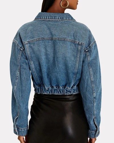 Shop Alexander Wang Cropped Denim Jacket In Medium Wash Denim