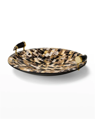Ladorada Round Horn Domino Platter With Horn Handles