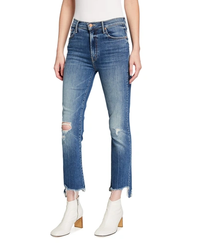 Shop Mother The Insider Crop Step Chewed-hem Jeans In Dancing On Coals