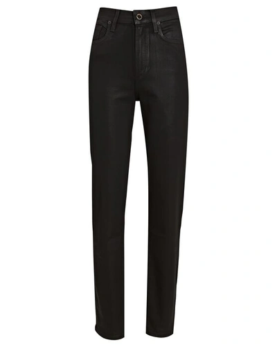 Shop Le Jean Lara Coated Slim Straight-leg Jeans In Black Coated