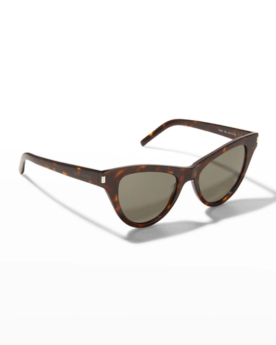 Shop Saint Laurent Acetate Cat-eye Sunglasses In 002 Avana
