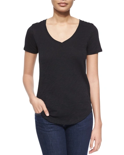 Shop Atm Anthony Thomas Melillo Short-sleeve V-neck Slub Jersey Tee In Black