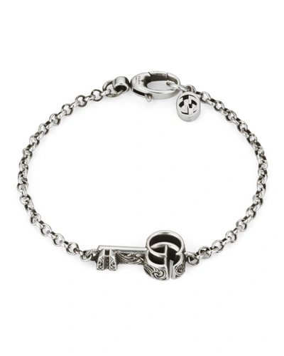 Shop Gucci Gg Marmont Key Bracelet In Silver