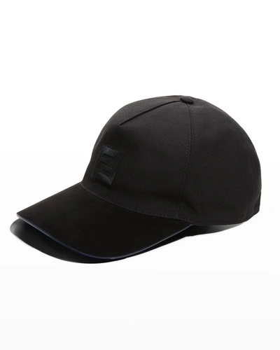 Shop Fendi Tonal Logo Baseball Cap W/ Shield Mask In Black/smoke