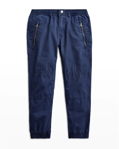 Shop Ralph Lauren Boy's Poplin Jogger Pants In Newport Navy