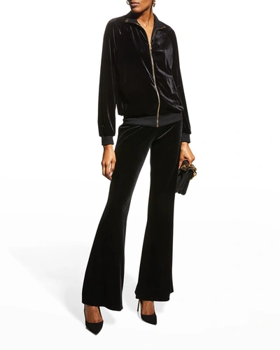 Shop Versace Chenille Zip-up Track Jacket In Black