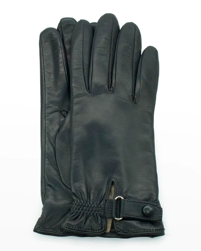 Shop Portolano Cashmere-lined Napa Gloves W/ Elastic Belt In Cincilla