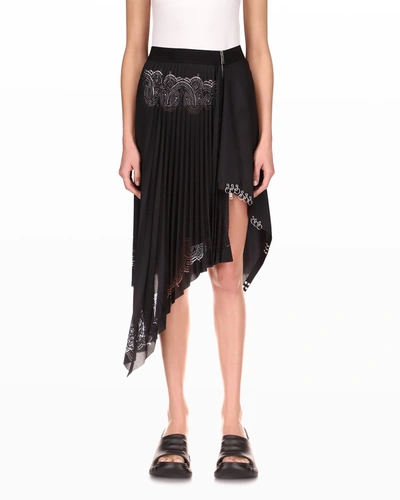 Shop Givenchy Asymmetric Draped Crepe De Chine Skirt In Black