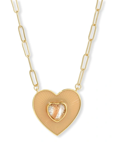 Shop Elizabeth Stone Jewelry First Crush Pendant Necklace In Vanilla Rutliated
