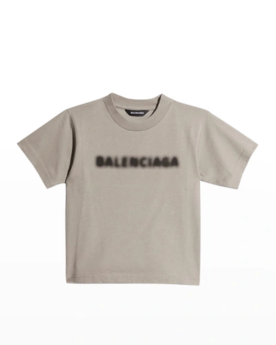 Shop Balenciaga Kid's Blurred Copyright Logo T-shirt In Steel Greyblack