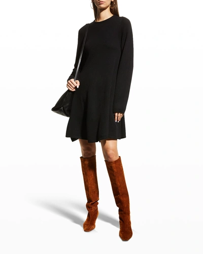 Shop Khaite Fleurine Cashmere Mini Dress In Black