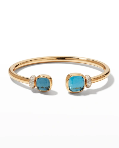 Shop Pomellato Nudo Classic And Petit Rose Gold Bangle With London Blue Topaz