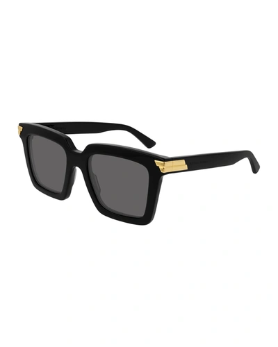Shop Bottega Veneta Chunky Square Acetate Sunglasses In Black
