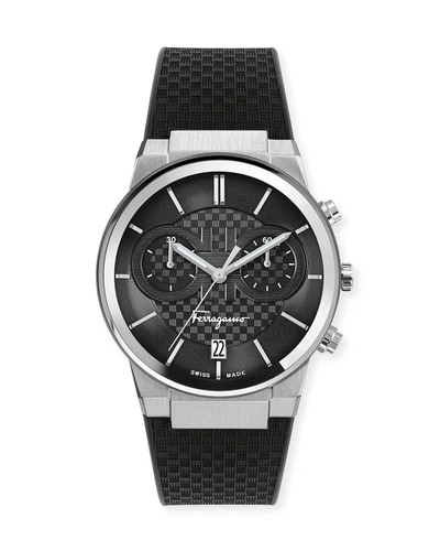 Shop Ferragamo Men's 41mm Sapphire Chrono Watch In Black