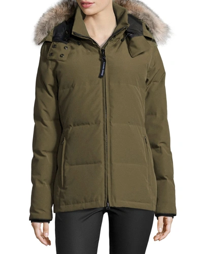 Shop Canada Goose Chelsea Fur-hood Parka Coat In Military Green