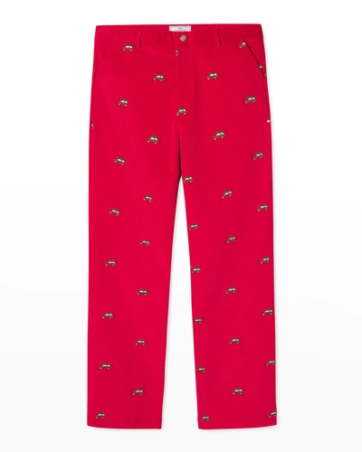 Shop Classic Prep Childrenswear Boy's Gavin Straight-leg Pants In Crimson With Wood