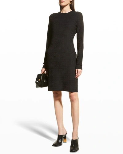 Shop Givenchy 4g Monogram Knit Dress In Black