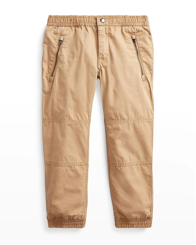 Shop Ralph Lauren Boy's Poplin Jogger Pants In Camel
