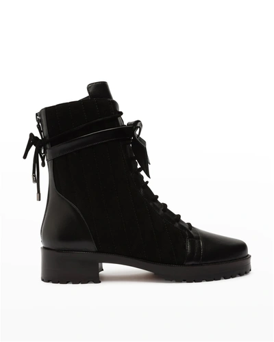 Shop Alexandre Birman Clarita Bow Quilted Combat Boots In Black