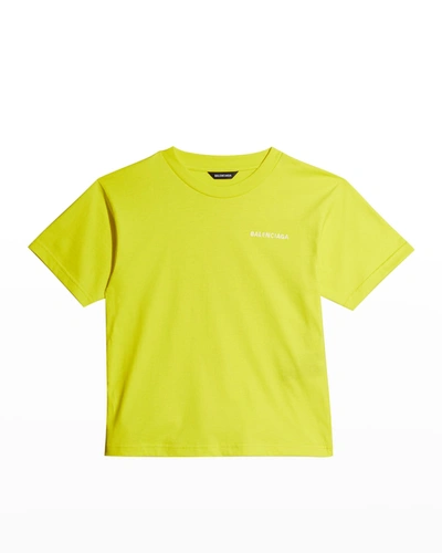 Shop Balenciaga Kid's Contrast Logo T-shirt In Yellowwhite