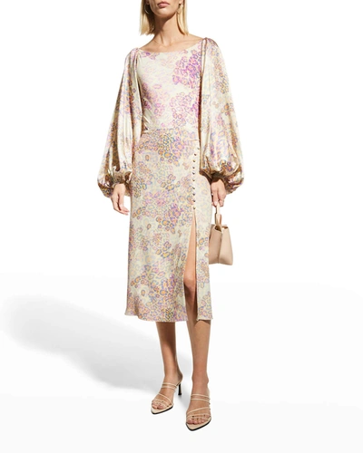 Shop Adriana Iglesias Belle Leopard-print Silk Midi Skirt In Panthera