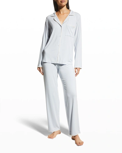 Shop Eberjey Frida Whipstitch Long Pajama Set In Gray Dawnbone