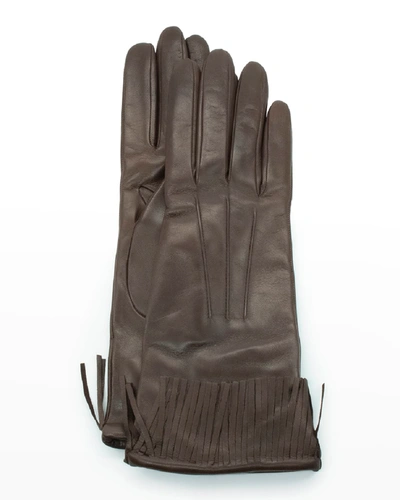 Shop Portolano Cashmere-lined Fringe Napa Gloves In Kenya Roast