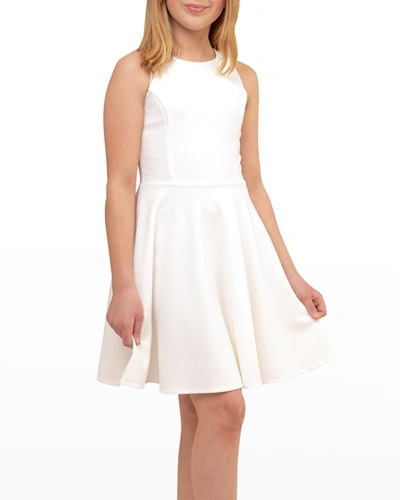 Shop Un Deux Trois Girl's Sleeveless Fit-and-flare Dress In Ivory