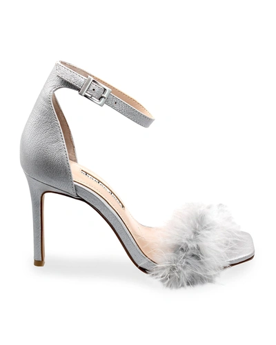 Shop Charles David Esquire Metallic Feather Ankle-strap Sandals In Silver
